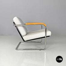 画像をギャラリービューアに読み込む, Striped light blue armchair 1435 by Werner Max Moser for Embru, 2000s