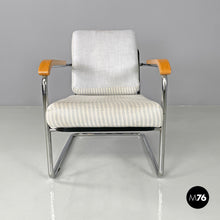 画像をギャラリービューアに読み込む, Striped light blue armchair 1435 by Werner Max Moser for Embru, 2000s