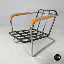 画像をギャラリービューアに読み込む, Striped light blue armchair 1435 by Werner Max Moser for Embru, 2000s