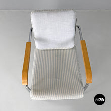 画像をギャラリービューアに読み込む, Striped light blue armchair 1435 by Werner Max Moser for Embru, 2000s