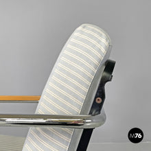 画像をギャラリービューアに読み込む, Striped light blue armchair 1435 by Werner Max Moser for Embru, 2000s
