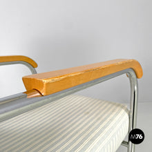 画像をギャラリービューアに読み込む, Striped light blue armchair 1435 by Werner Max Moser for Embru, 2000s