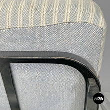 画像をギャラリービューアに読み込む, Striped light blue armchair 1435 by Werner Max Moser for Embru, 2000s