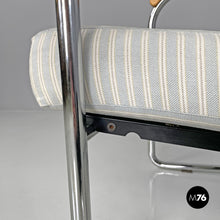 画像をギャラリービューアに読み込む, Striped light blue armchair 1435 by Werner Max Moser for Embru, 2000s