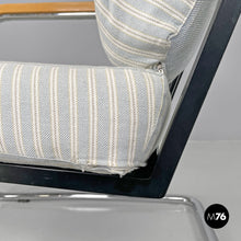 画像をギャラリービューアに読み込む, Striped light blue armchair 1435 by Werner Max Moser for Embru, 2000s