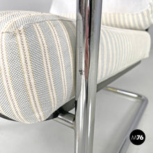 画像をギャラリービューアに読み込む, Striped light blue armchair 1435 by Werner Max Moser for Embru, 2000s