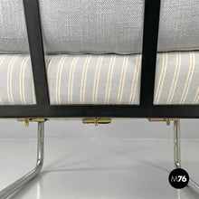 画像をギャラリービューアに読み込む, Striped light blue armchair 1435 by Werner Max Moser for Embru, 2000s