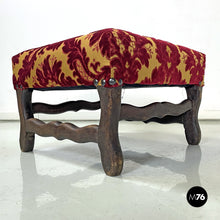 画像をギャラリービューアに読み込む, Poufs in wood and damask fabric, 1850s