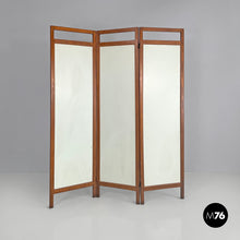 画像をギャラリービューアに読み込む, Three-door wooden screen with paintings, early 1900s