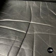 Load image into Gallery viewer, Wood and black leather armchairs, 1960s