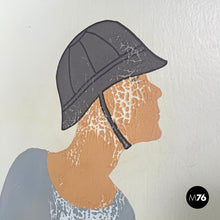 画像をギャラリービューアに読み込む, Three-door wooden screen with paintings, early 1900s