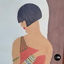 画像をギャラリービューアに読み込む, Three-door wooden screen with paintings, early 1900s