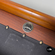 Load image into Gallery viewer, Wood and black leather armchairs, 1960s