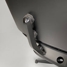 将图片加载到图库查看器,Black leather and metal armchair and pouf 670 671 by Charles and Ray Eames for ICF, 1970s