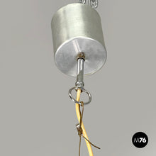 Load image into Gallery viewer, Chandelier in aluminum and white glass, 1970s