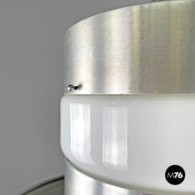 Load image into Gallery viewer, Chandelier in aluminum and white glass, 1970s