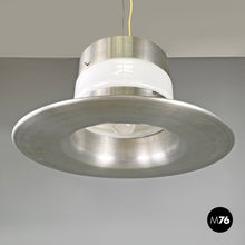 Load image into Gallery viewer, Chandelier in aluminum and white glass, 1970s