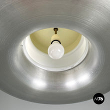 Load image into Gallery viewer, Chandelier in aluminum and white glass, 1970s