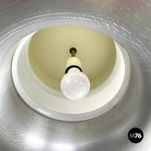 Load image into Gallery viewer, Chandelier in aluminum and white glass, 1970s