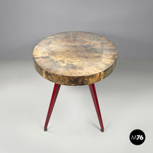 Load image into Gallery viewer, Dining table in parchment and red lacquered wood, 1970s