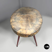 Load image into Gallery viewer, Dining table in parchment and red lacquered wood, 1970s