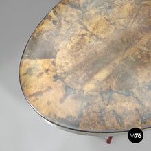 Load image into Gallery viewer, Dining table in parchment and red lacquered wood, 1970s