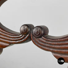 将图片加载到图库查看器,Chair in decorated wood and green fabric, early 1800s