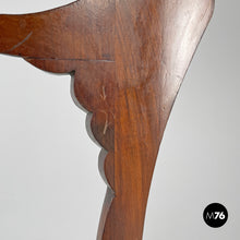 将图片加载到图库查看器,Chair in decorated wood and green fabric, early 1800s