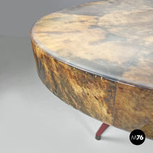 Load image into Gallery viewer, Dining table in parchment and red lacquered wood, 1970s