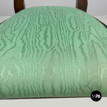 将图片加载到图库查看器,Chair in decorated wood and green fabric, early 1800s