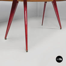 Load image into Gallery viewer, Dining table in parchment and red lacquered wood, 1970s