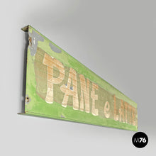 画像をギャラリービューアに読み込む, Pastel green metal sign with white lettering, 1960s