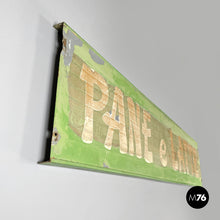 画像をギャラリービューアに読み込む, Pastel green metal sign with white lettering, 1960s