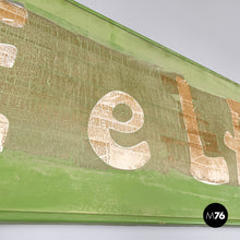 画像をギャラリービューアに読み込む, Pastel green metal sign with white lettering, 1960s