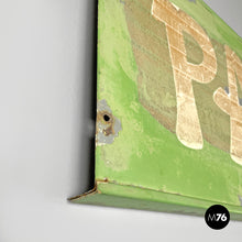 画像をギャラリービューアに読み込む, Pastel green metal sign with white lettering, 1960s