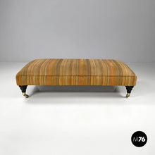 画像をギャラリービューアに読み込む, Pouf on wheels with orange and yellow striped fabric, 1970s
