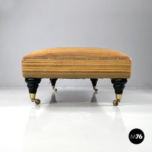 画像をギャラリービューアに読み込む, Pouf on wheels with orange and yellow striped fabric, 1970s