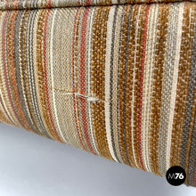 画像をギャラリービューアに読み込む, Pouf on wheels with orange and yellow striped fabric, 1970s