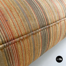 画像をギャラリービューアに読み込む, Pouf on wheels with orange and yellow striped fabric, 1970s