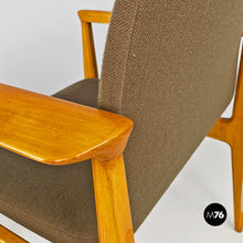 Load image into Gallery viewer, Solid beech and fabric armchair with armrests by Anonima Castelli, 1960s
