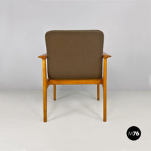 Load image into Gallery viewer, Solid beech and fabric armchair with armrests by Anonima Castelli, 1960s