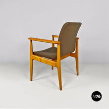 Load image into Gallery viewer, Solid beech and fabric armchair with armrests by Anonima Castelli, 1960s
