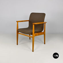 Load image into Gallery viewer, Solid beech and fabric armchair with armrests by Anonima Castelli, 1960s