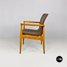 Load image into Gallery viewer, Solid beech and fabric armchair with armrests by Anonima Castelli, 1960s