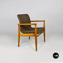 Load image into Gallery viewer, Solid beech and fabric armchair with armrests by Anonima Castelli, 1960s