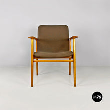 Load image into Gallery viewer, Solid beech and fabric armchair with armrests by Anonima Castelli, 1960s