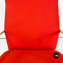 Load image into Gallery viewer, Metal, wood and red fabric adjusting height armchair with armrests, 1980s