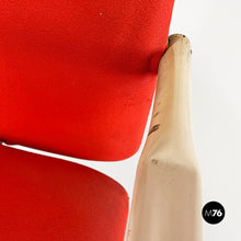 Load image into Gallery viewer, Metal, wood and red fabric adjusting height armchair with armrests, 1980s