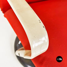 Load image into Gallery viewer, Metal, wood and red fabric adjusting height armchair with armrests, 1980s