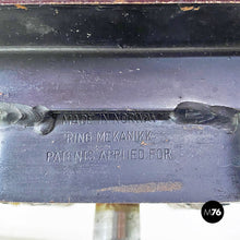 Load image into Gallery viewer, Metal, wood and red fabric adjusting height armchair with armrests, 1980s